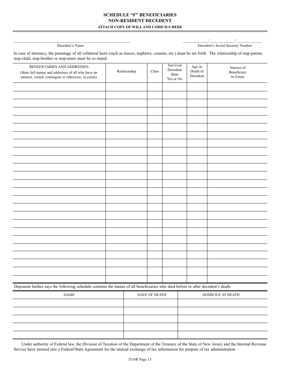 Form IT-NR Transfer Inheritance Tax Non-resident Decedent - New Jersey, Page 31