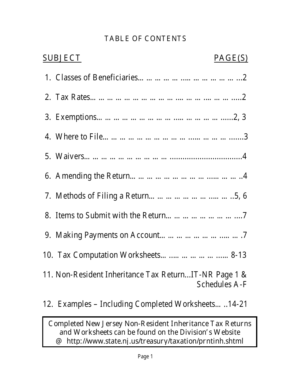 Form IT-NR Transfer Inheritance Tax Non-resident Decedent - New Jersey, Page 3