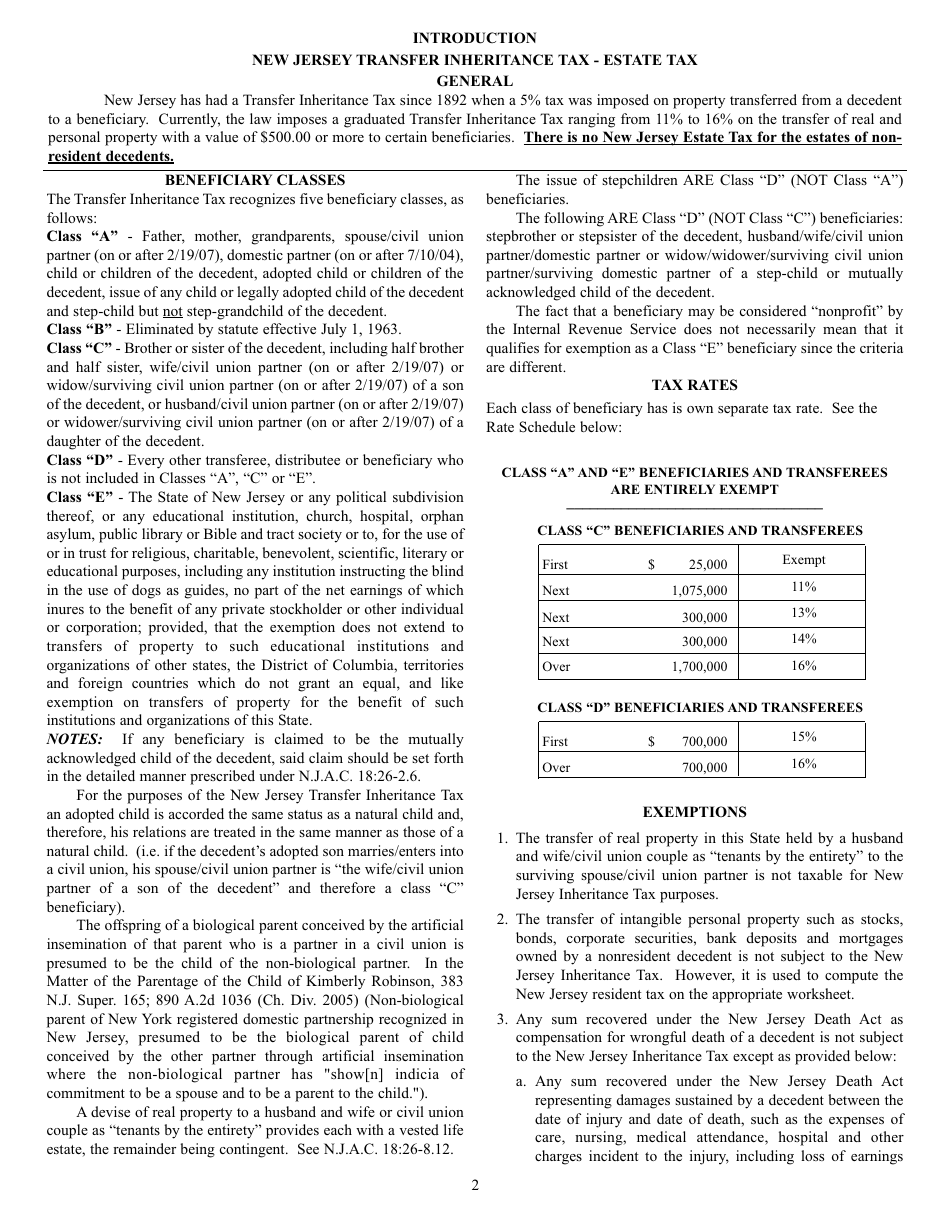 Form IT-NR Transfer Inheritance Tax Non-resident Decedent - New Jersey, Page 4