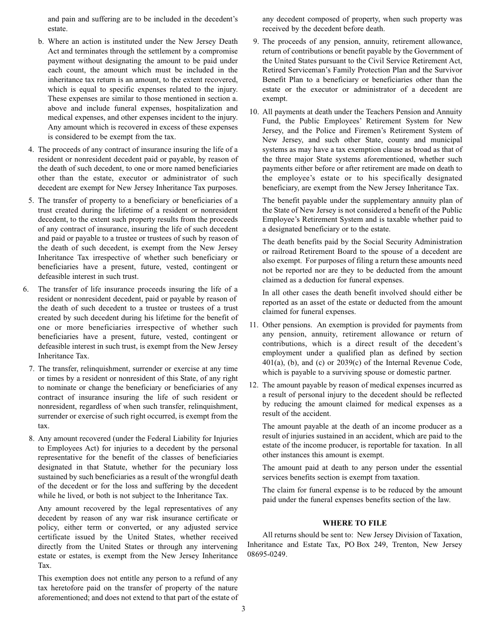 Form IT-NR Transfer Inheritance Tax Non-resident Decedent - New Jersey, Page 5