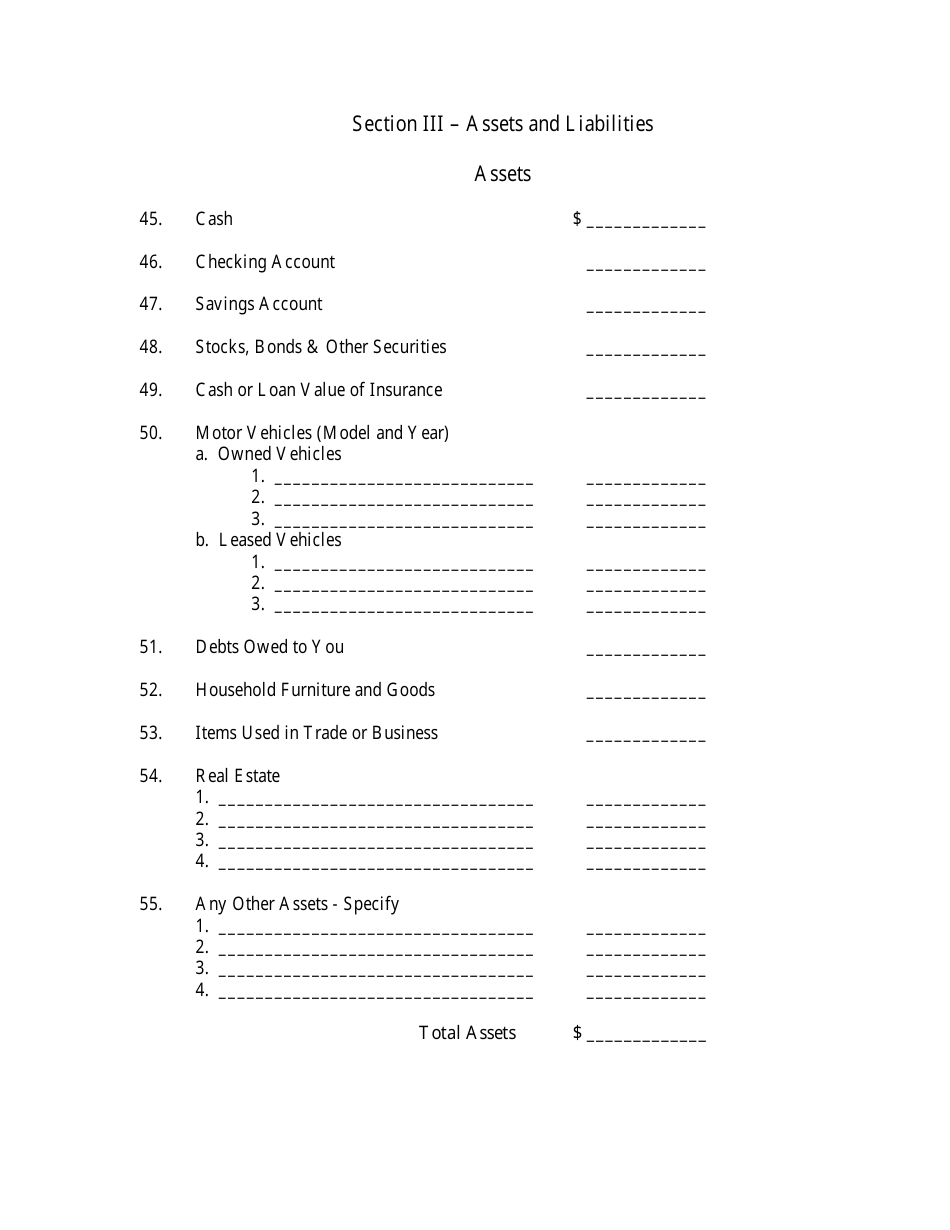 Financial Statement of Debtor - New Jersey, Page 3