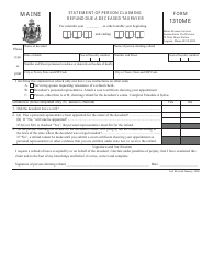 Document preview: Form 1310ME Statement of Person Claiming Refund Due a Deceased Taxpayer - Maine