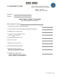 Form CA-1122 Short Form Statement of Recovery