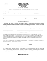 Document preview: Form NJ-165 Employee's Certificate of Non-residence in New Jersey - New Jersey