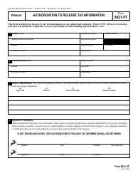 VT Form 8821-VT Authorization to Release Tax Information - Vermont