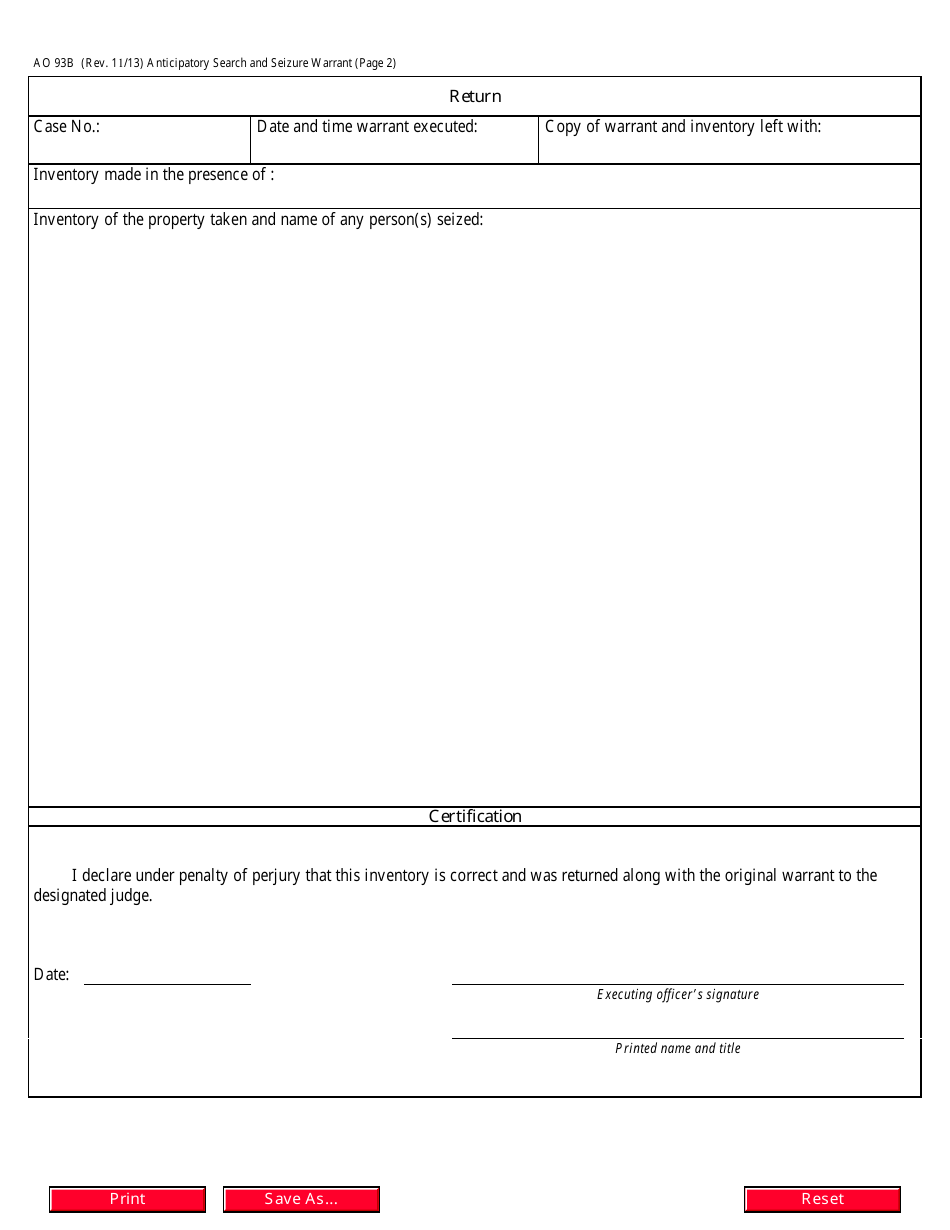 Form AO93B Anticipatory Search and Seizure Warrant, Page 2