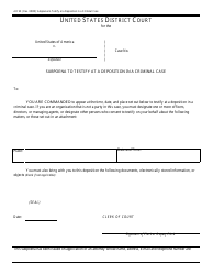 Form AO90 &quot;Subpoena to Testify at a Deposition in a Criminal Case&quot;