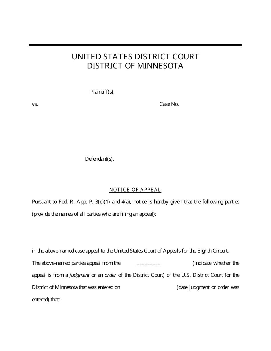 Notice of Appeal (Civil) - Minnesota, Page 1