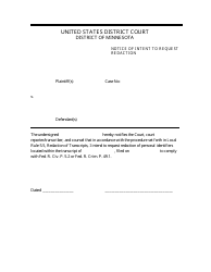 Document preview: Notice of Intent to Request Redaction - Minnesota