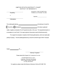 &quot;Request for Exemption From Electronic Filing&quot; - Minnesota