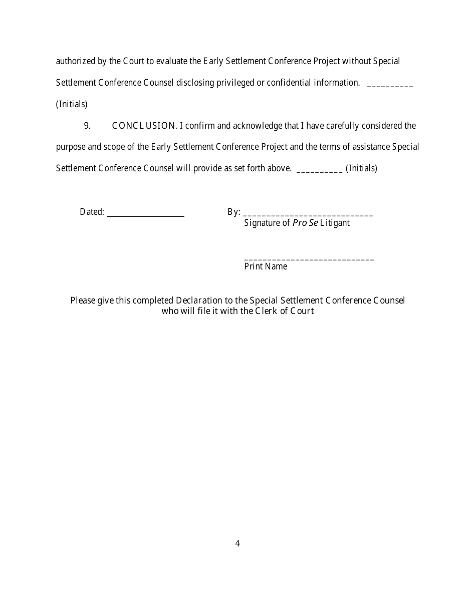 Declaration of the Pro Se Party - Minnesota, Page 4