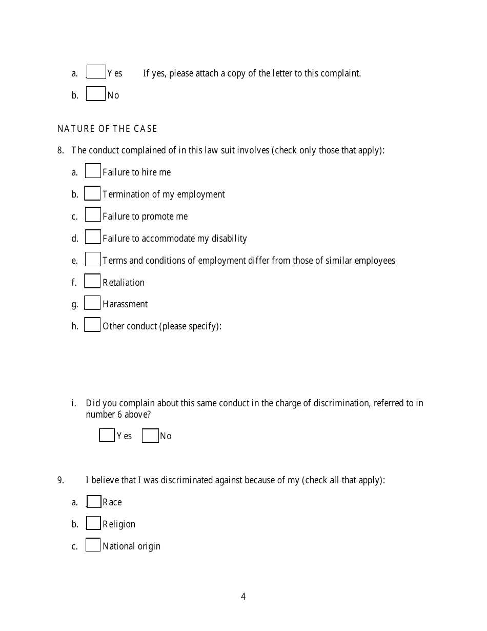 Employment Discrimination Complaint - Minnesota, Page 4