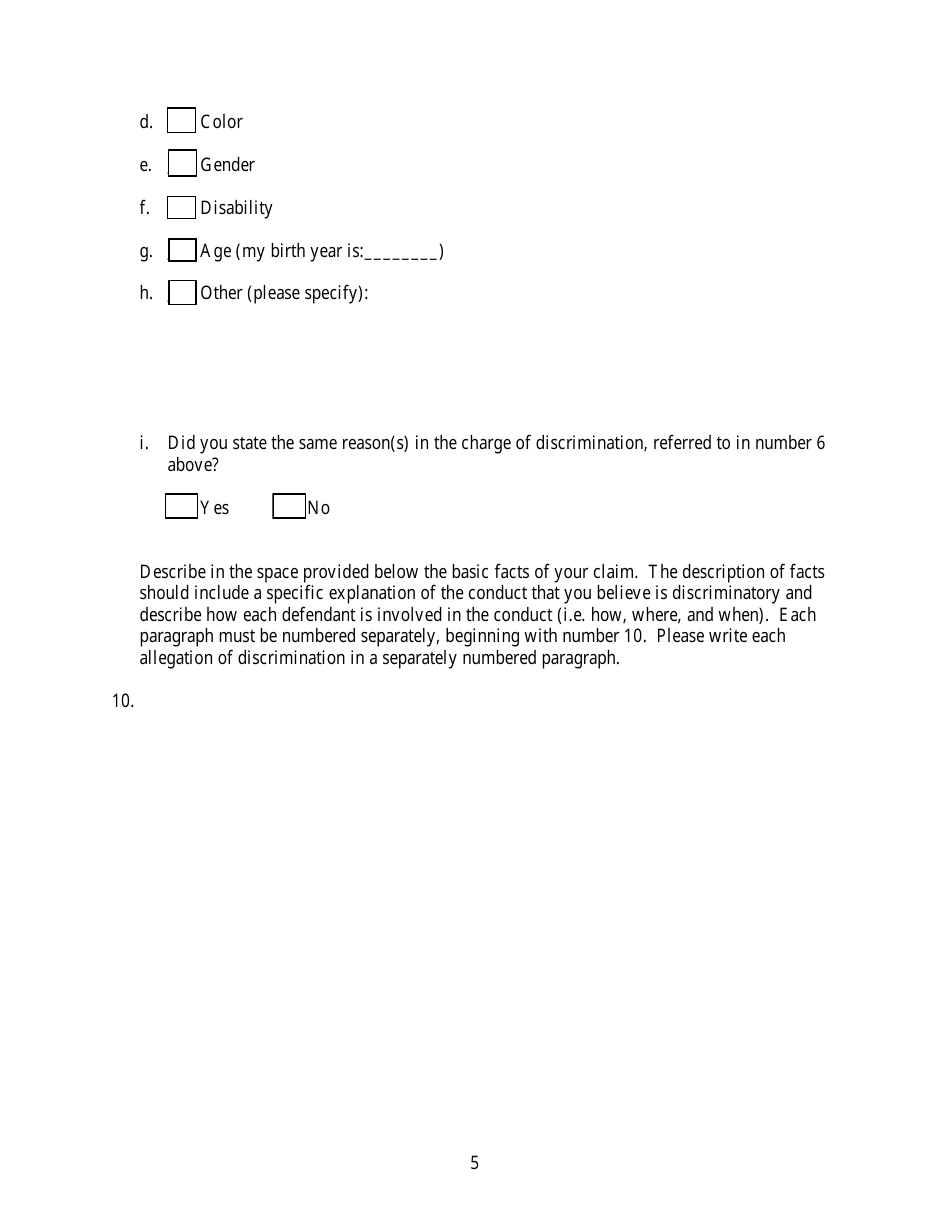 Employment Discrimination Complaint - Minnesota, Page 5