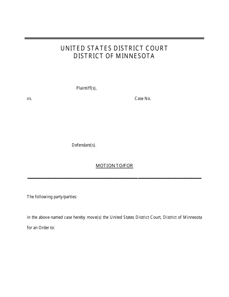 Minnesota Motion to/For Fill Out, Sign Online and Download PDF