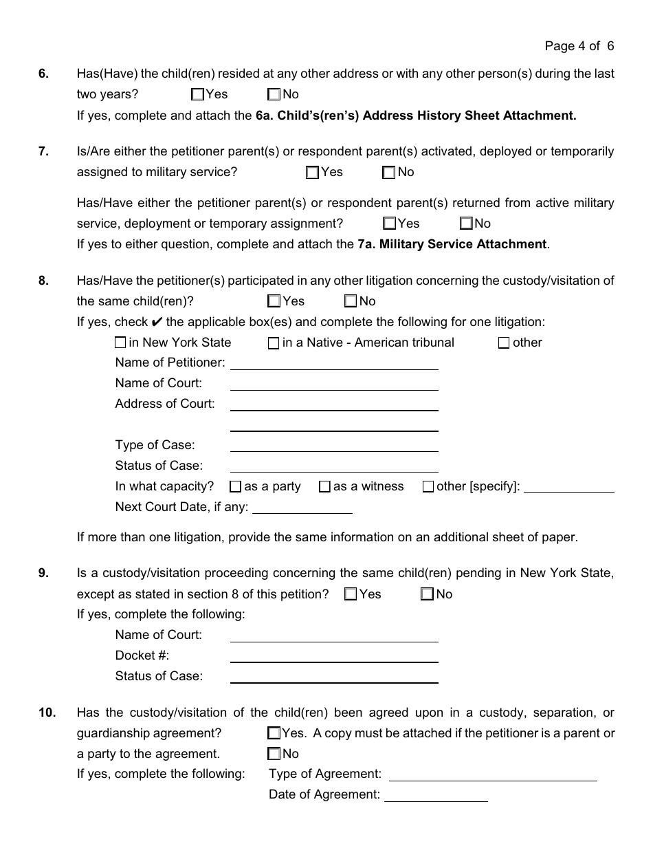 General Form 17 Petition for Custody / Visitation - Nassau County, New York, Page 4