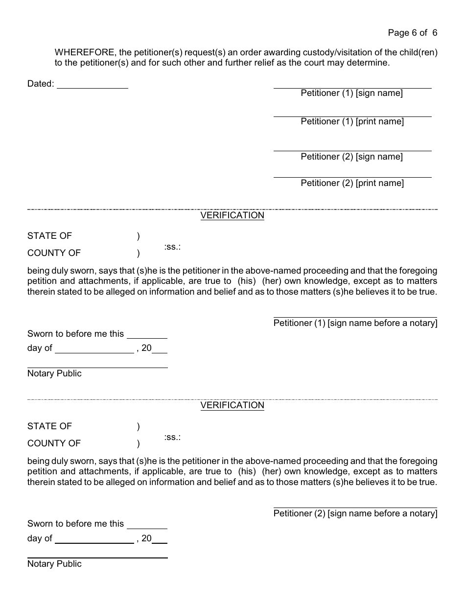 General Form 17 Petition for Custody / Visitation - Nassau County, New York, Page 6