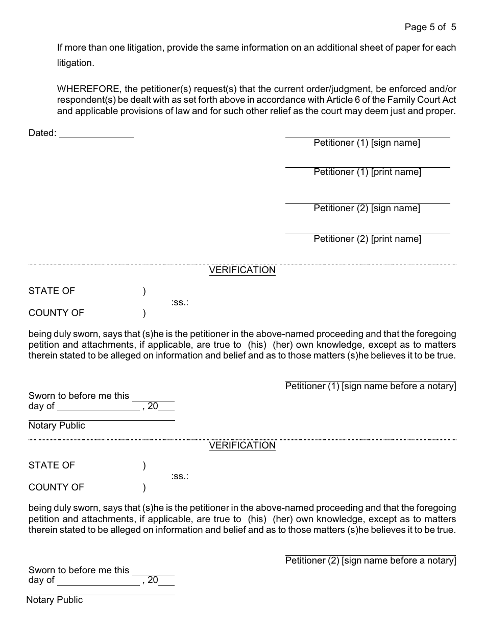 General Form 41 / 8A Petition for Enforcement / Violation of an Order of Custody / Visitation - Nassau County, New York, Page 5
