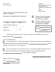 Document preview: Form 6-3 Guardianship- Consent of Person Over 18 or Preference of Person Over 14 - Nassau County, New York