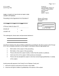Document preview: Form 6-4 Guardianship- Waiver of Process, Renunciation, and Consent - Nassau County, New York
