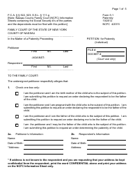 Form 5-1 &quot;Petition for Paternity (Individual)&quot; - Nassau County, New York