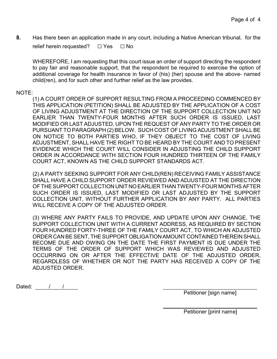 Form 4-3 Petition for Support - Nassau County, New York, Page 7