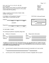 Document preview: Form 4-3 Petition for Spousal Support - Nassau County, New York