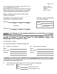 Form 4-12/13 Petition for Enforcement/Violation of an Order of Support - Nassau county, New York