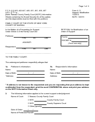 Form 4-11 Petition for Modification of an Order of Support - Nassau County, New York