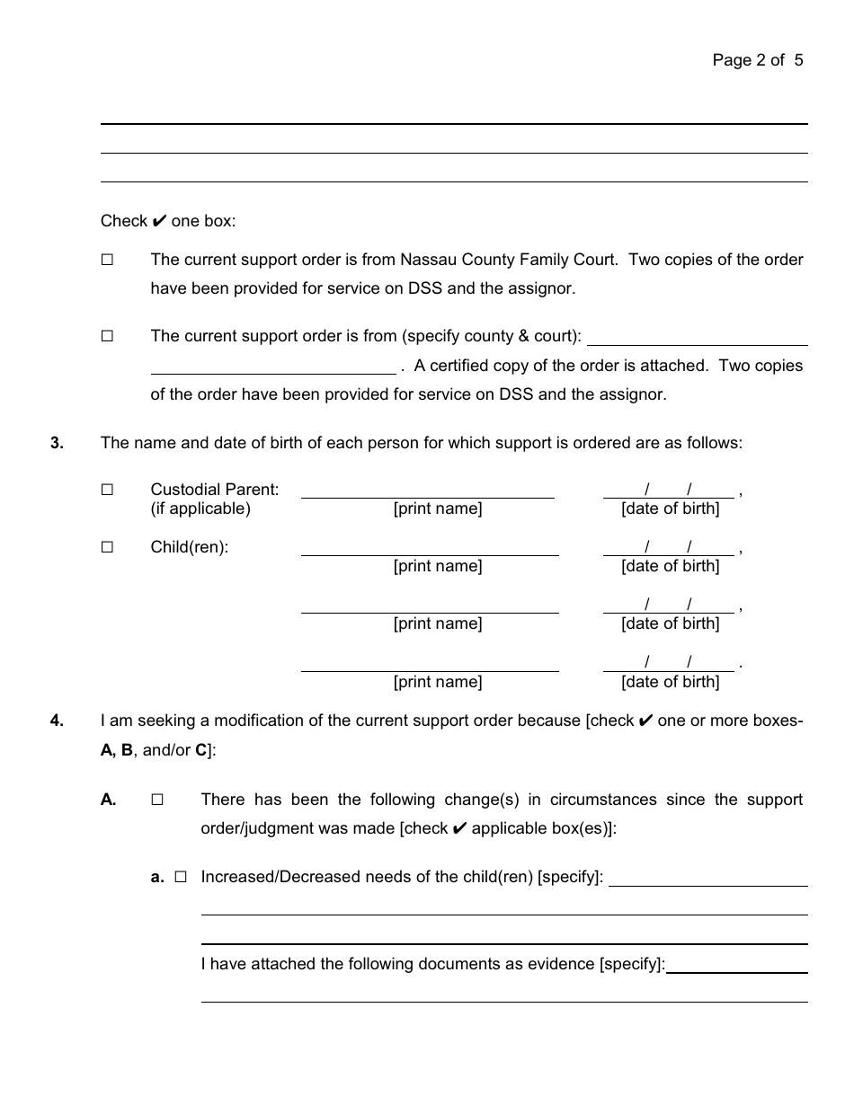 Form 4-11 Support Modification Against Dss Only Packet Forms and Instructions - Nassau County, New York, Page 6