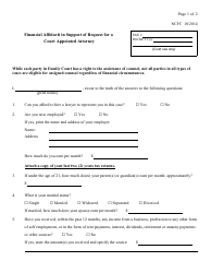 Financial Affidavit in Support of Request for a Court Appointed Attorney - New York