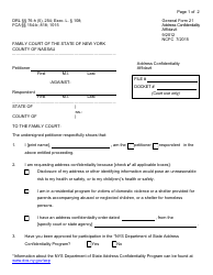 Document preview: Form 21 Address Confidentiality Affidavit - Nassau county, New York