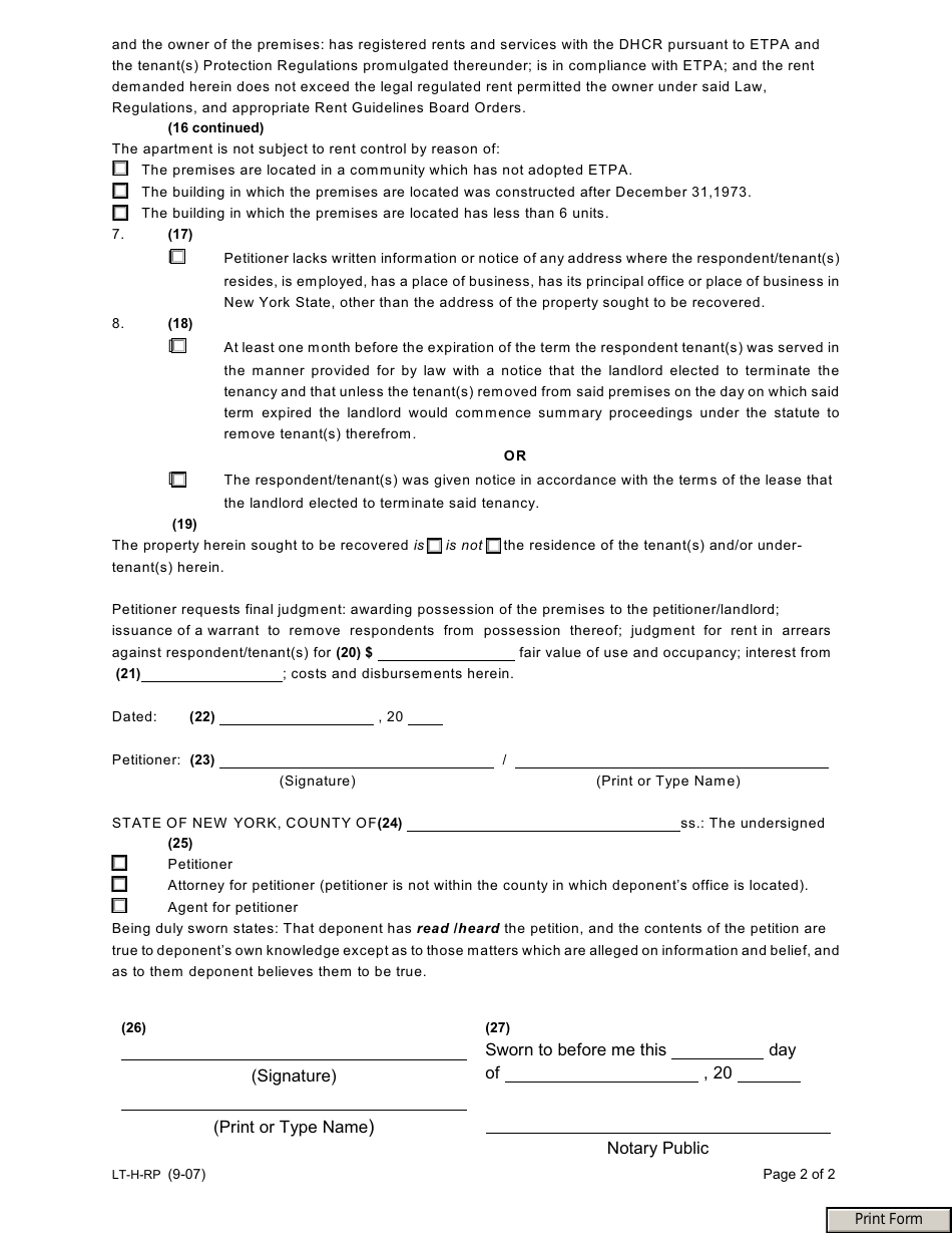 Form LT-H-RP - Fill Out, Sign Online and Download Fillable PDF, New ...