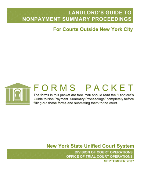 Landlord's Guide to Nonpayment Summary Proceedings - Forms Packet - New York Download Pdf