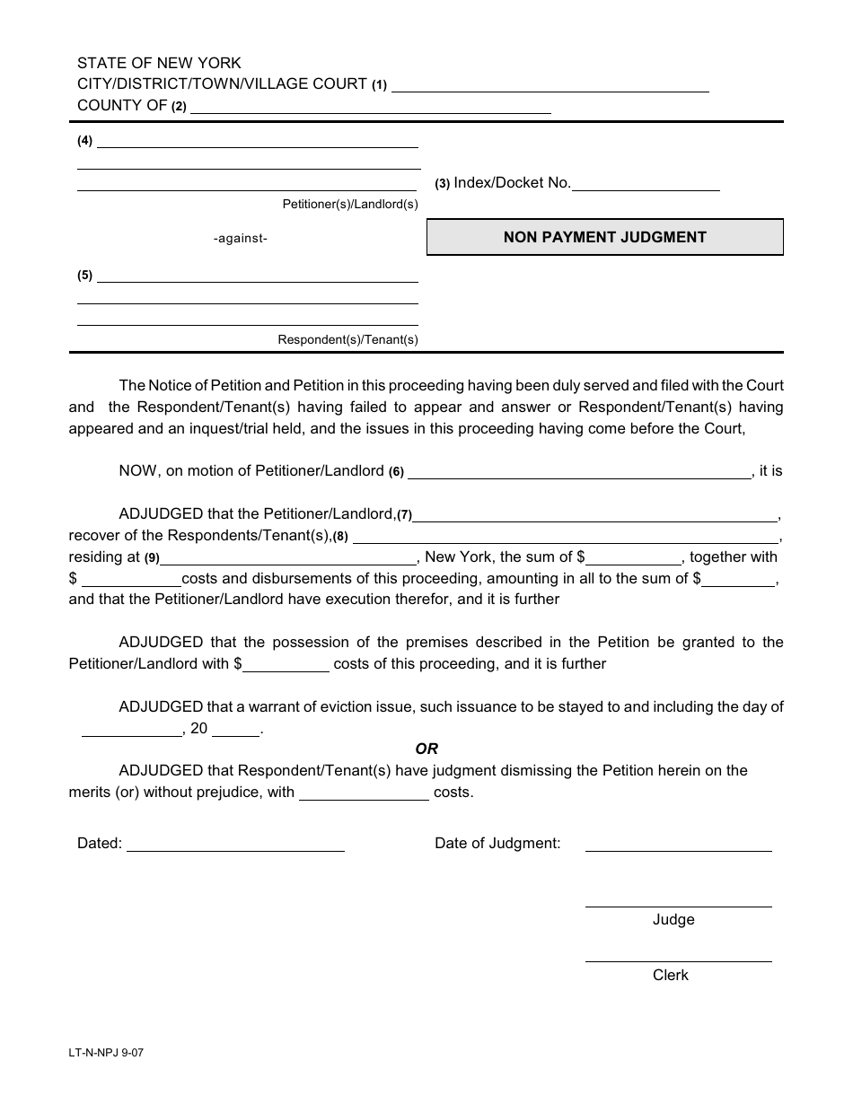 New York Landlord's Guide to Nonpayment Summary Proceedings - Forms ...