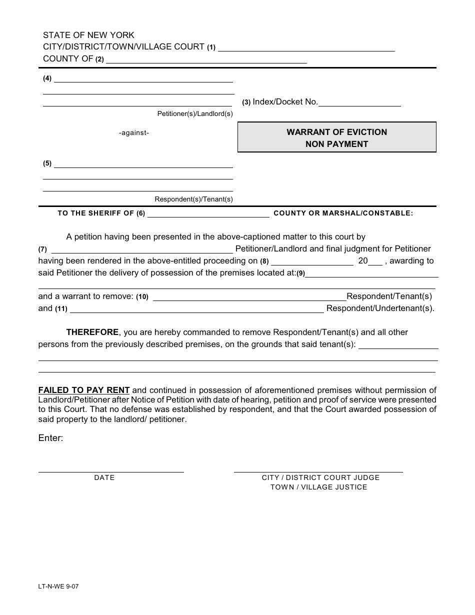 Landlords Guide to Nonpayment Summary Proceedings - Forms Packet - New York, Page 18