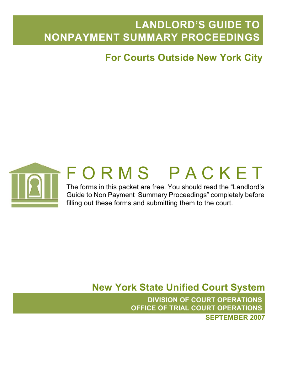Landlords Guide to Nonpayment Summary Proceedings - Forms Packet - New York, Page 1