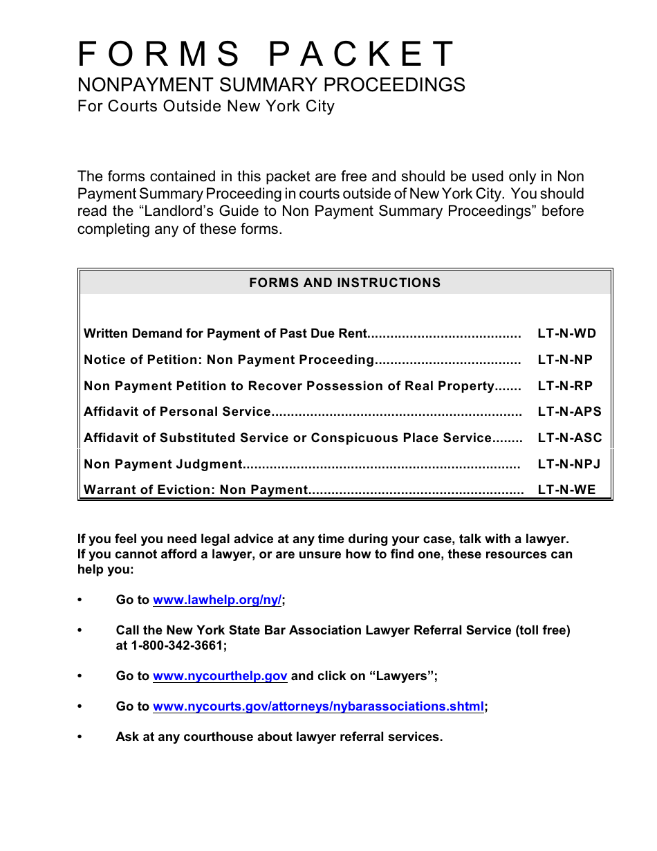 Landlords Guide to Nonpayment Summary Proceedings - Forms Packet - New York, Page 2