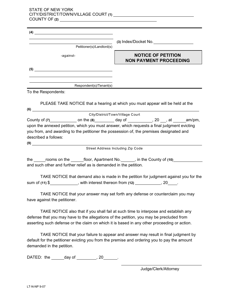 Landlords Guide to Nonpayment Summary Proceedings - Forms Packet - New York, Page 6