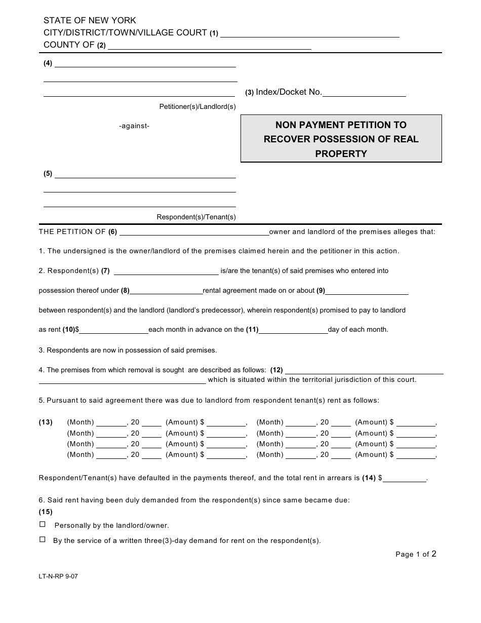Landlords Guide to Nonpayment Summary Proceedings - Forms Packet - New York, Page 8