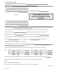 Form LT-N-RP Non Payment Petition to Recover Possession of Real Property - New York