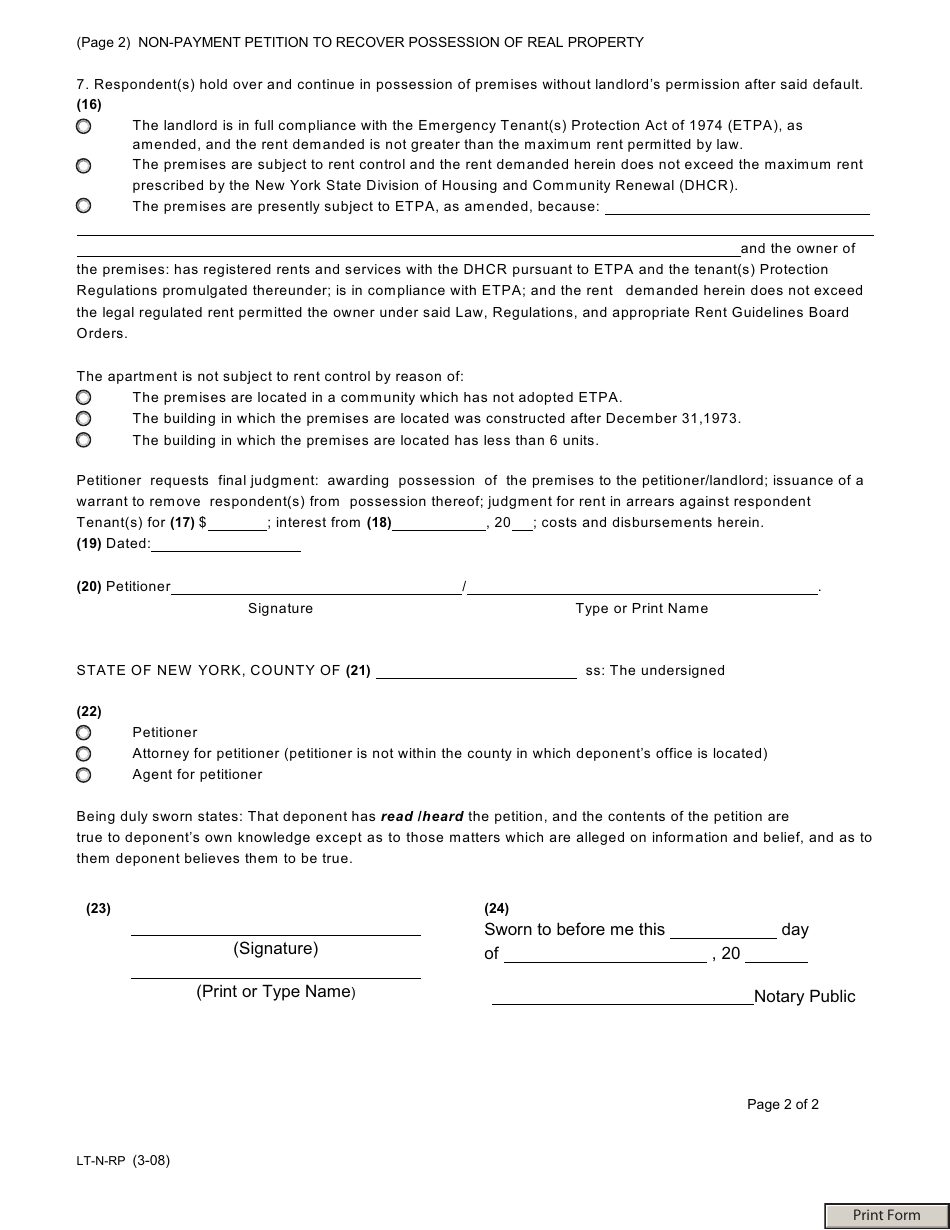 Form LT-N-RP - Fill Out, Sign Online and Download Printable PDF, New ...