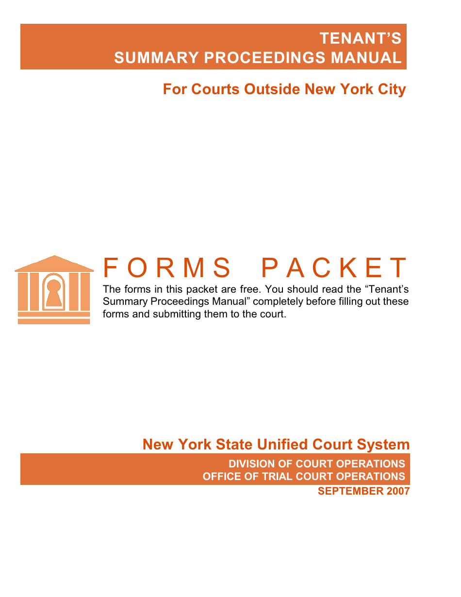 Tenants Summary Proceedings Manual - Forms Packet - New York, Page 1