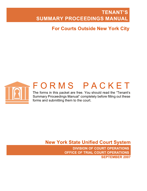 Tenant's Summary Proceedings Manual - Forms Packet - New York