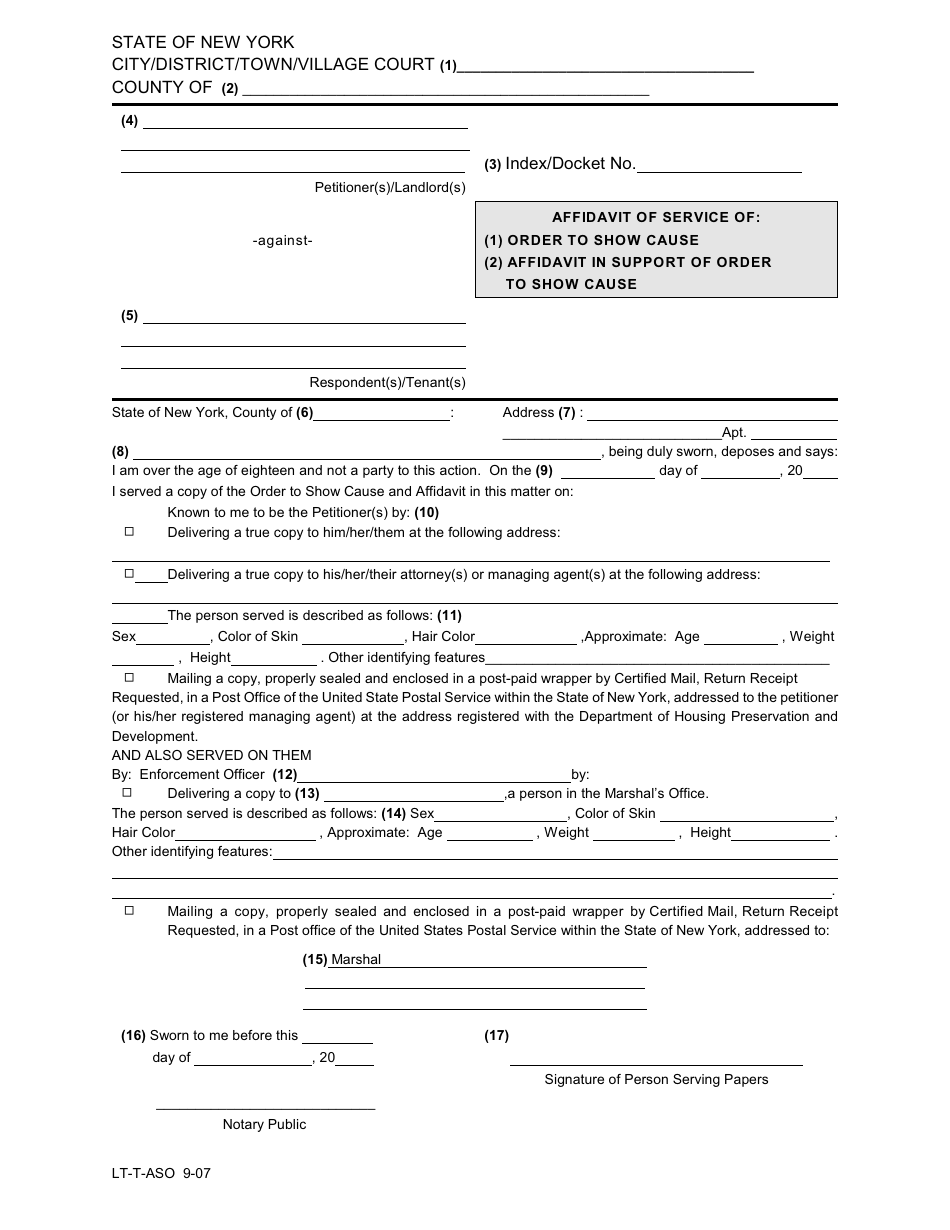 Form LT-T-ASO - Fill Out, Sign Online and Download Printable PDF, New ...