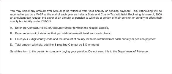 State Form 37365 (WH-4P) Annuitant&#039;s Request for State and County Income Tax Withholding - Indiana, Page 2