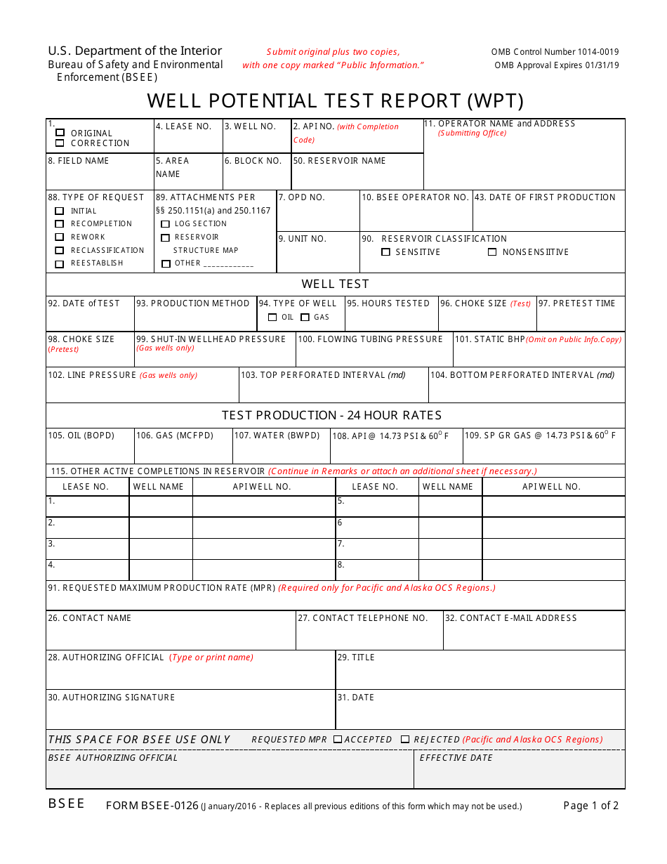 Form BSEE0126 Fill Out, Sign Online and Download Fillable PDF