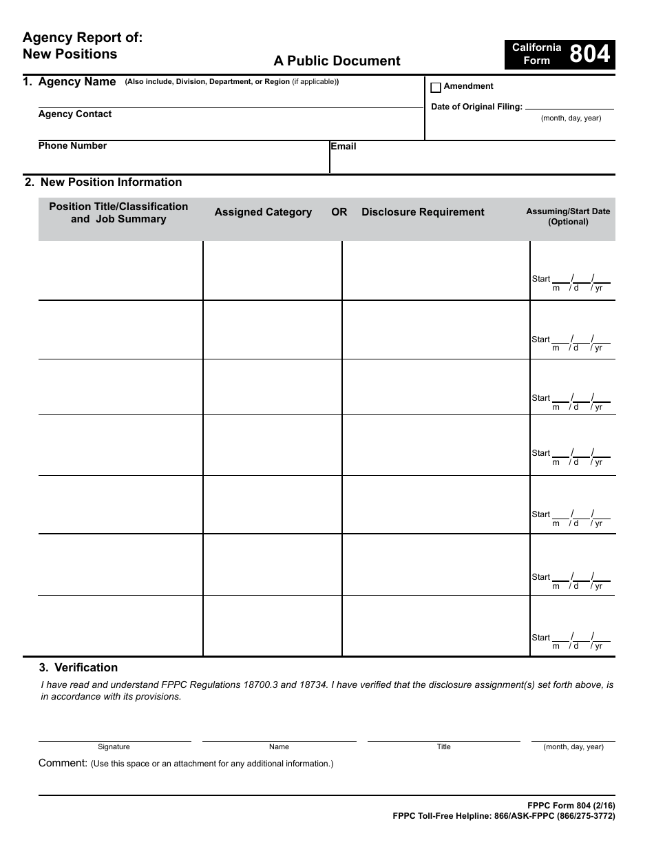 FPPC Form 804 - Fill Out, Sign Online and Download Fillable PDF ...