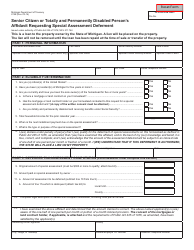 Document preview: Form 2348 Senior Citizen or Totally and Permanently Disabled Person's Affidavit Requesting Special Assessment Deferment - Michigan