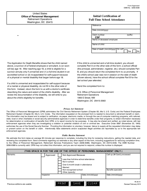 OPM Form RI25-41  Printable Pdf