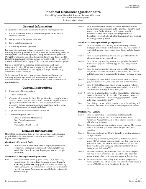 OPM Form RI34-17  Printable Pdf